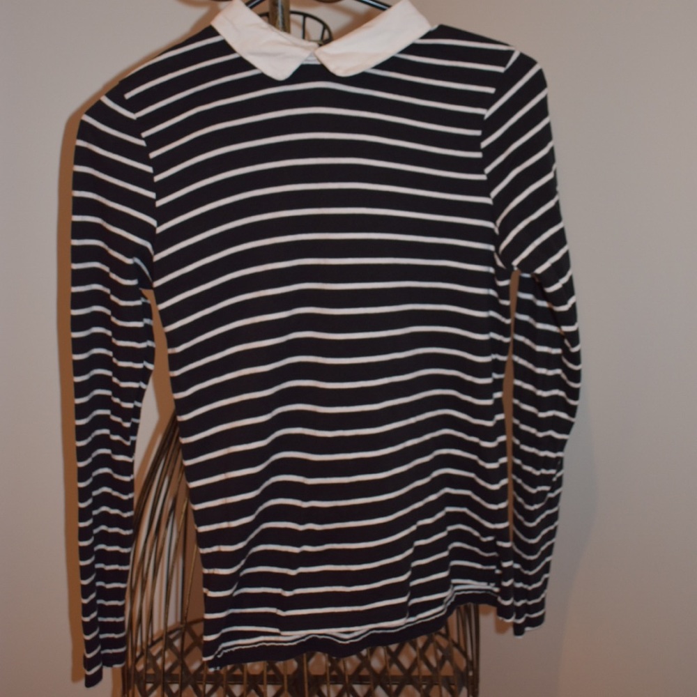 Striped Long Sleeve with White Collar